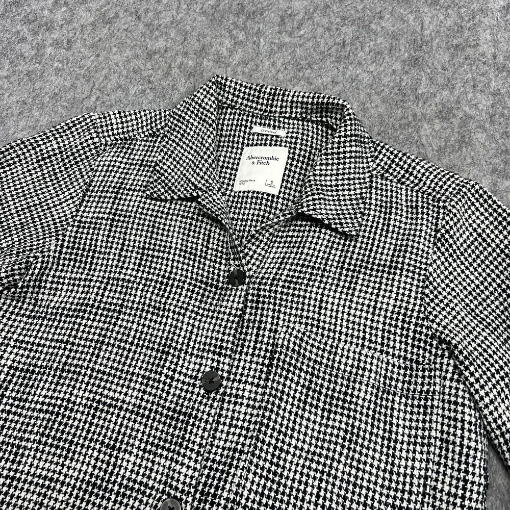 Abercrombie & Fitch Jacket Womens S Black Houndstooth Oversized Button Preppy‎